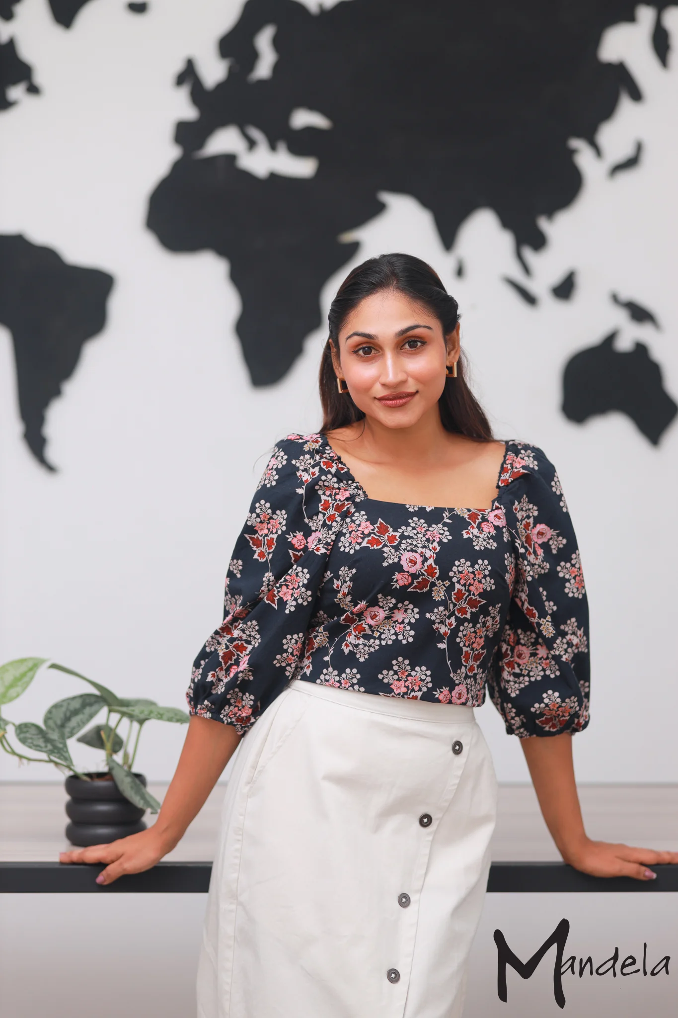 Blue Floral Print Crop Top