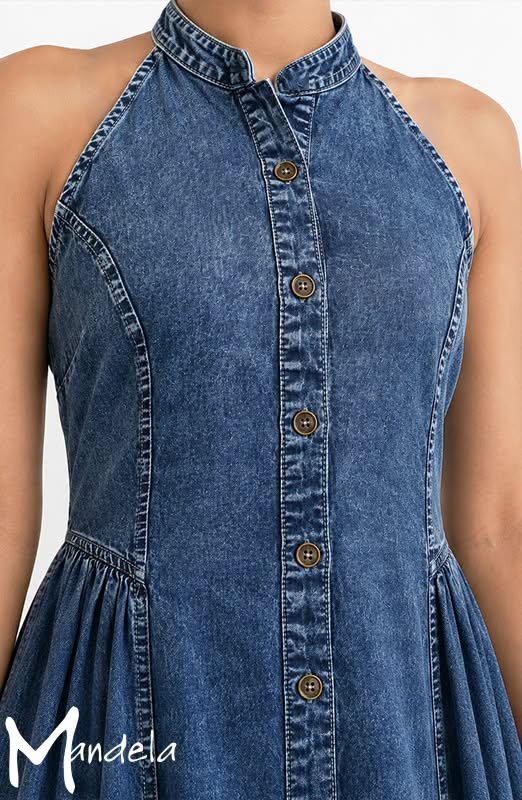High Neck Sleeveless Maxi Dress