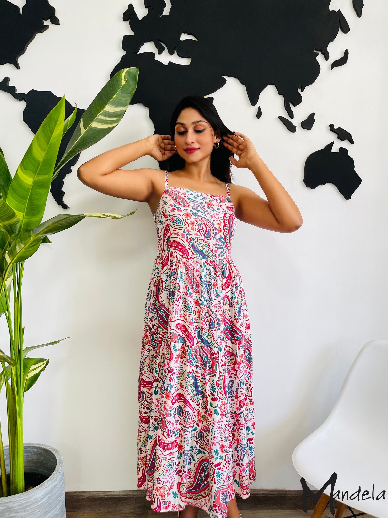 Strappy Printed Long Dress