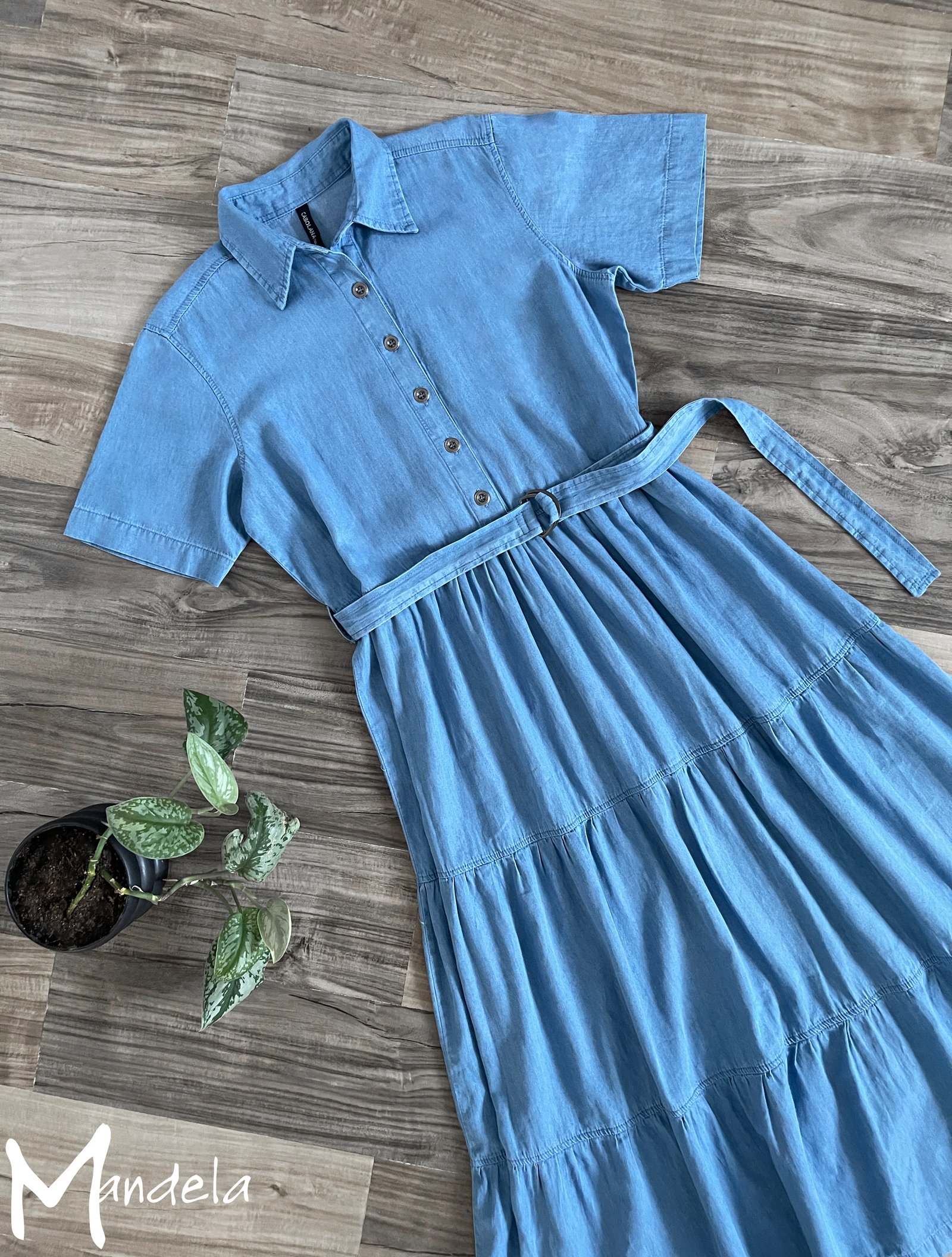 Denim Collared Long Dress
