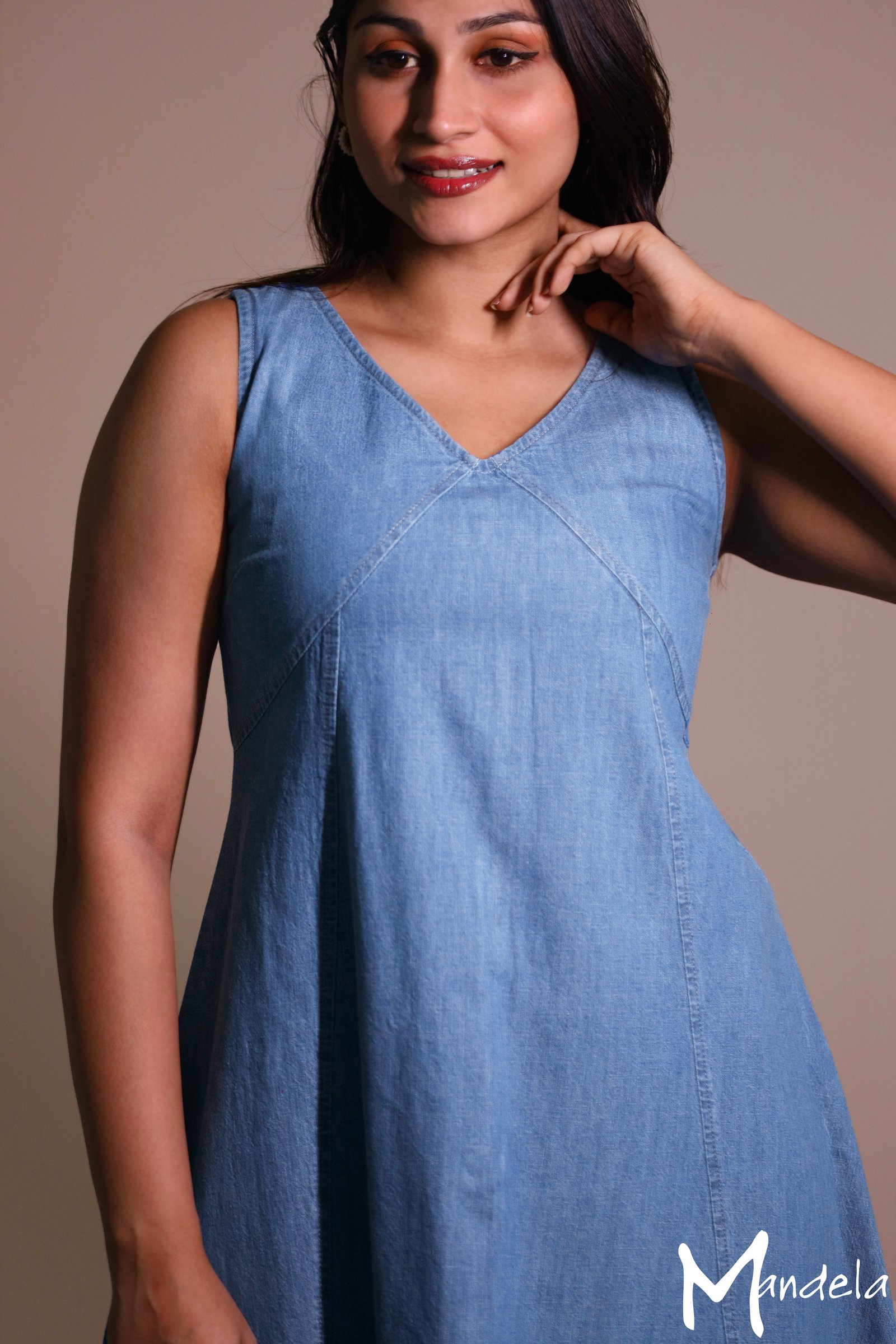 V Neck Denim Frock