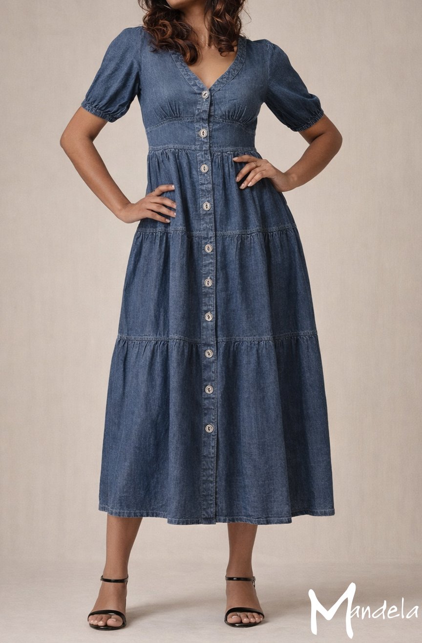 Front Buttoned Denim Dress