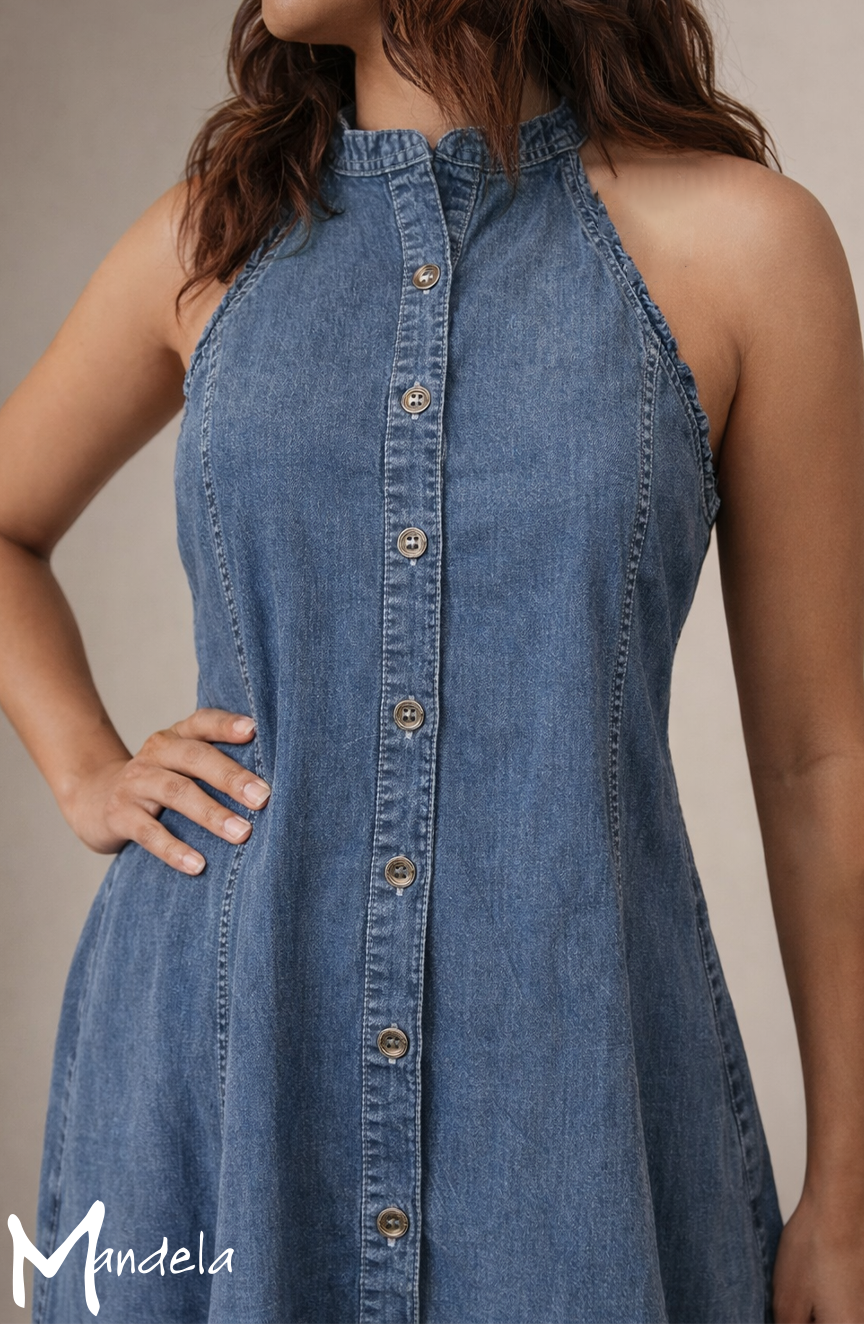 High Neck Sleeveless Maxi Dress